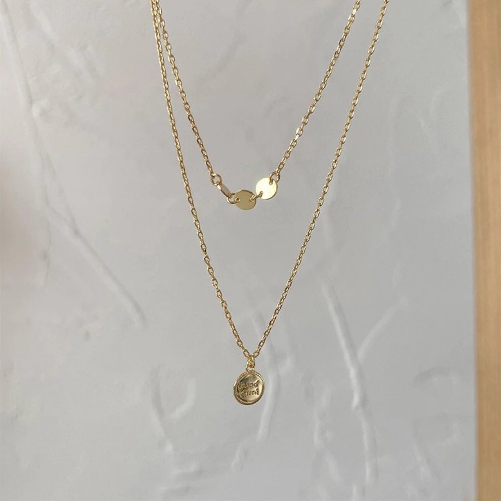 *925 Sterling Silver Coin Drop Layered Necklace B8 - Picture 9 of 13